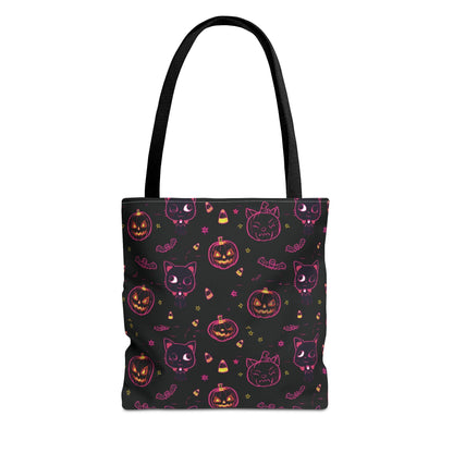 Kawaii Spooky Cat Halloween Tote Bag: Witchy Vibes