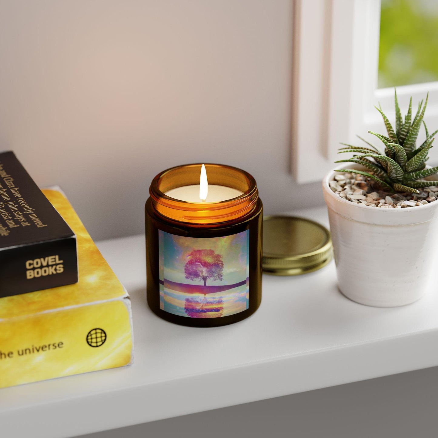 Eco-Friendly Cinnamon Chai Aromatherapy Candle with Celestial Astronomy Art Design for Home Decor