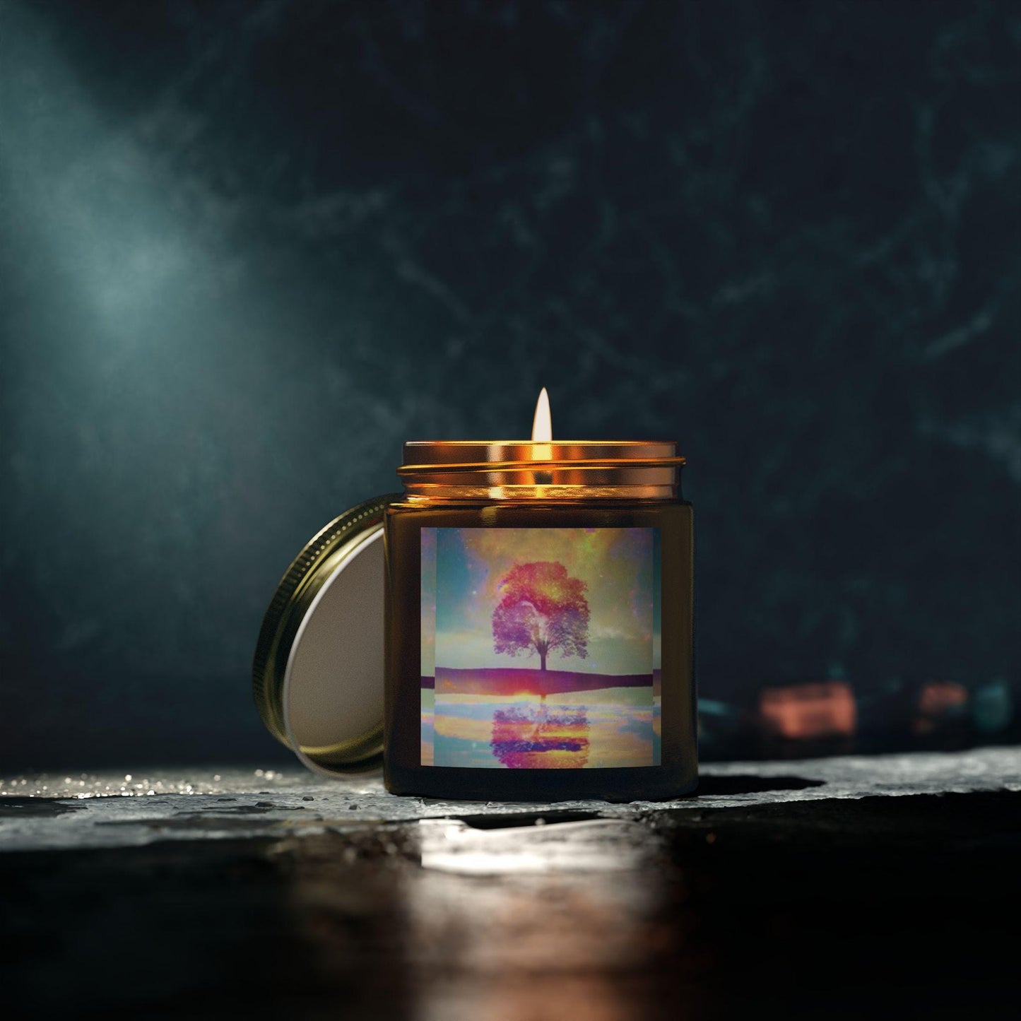Eco-Friendly Cinnamon Chai Aromatherapy Candle with Celestial Astronomy Art Design for Home Decor