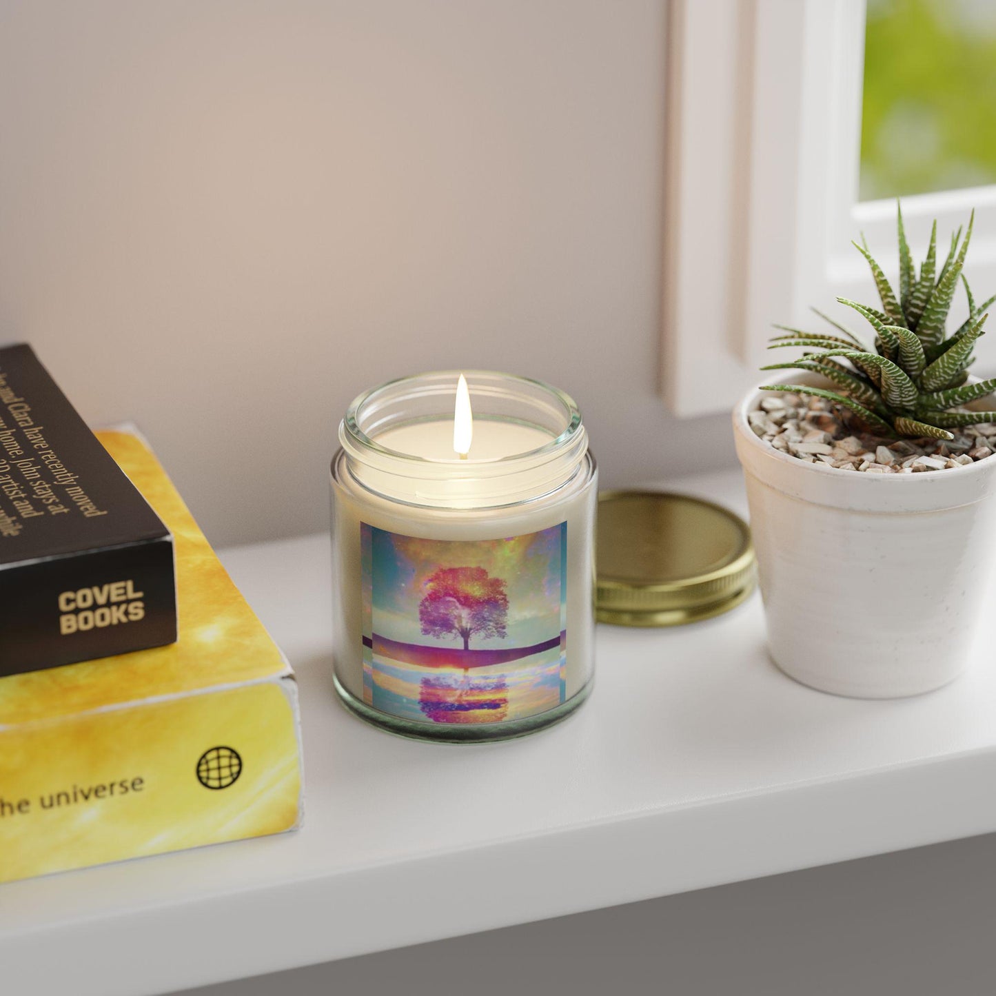 Eco-Friendly Cinnamon Chai Aromatherapy Candle with Celestial Astronomy Art Design for Home Decor