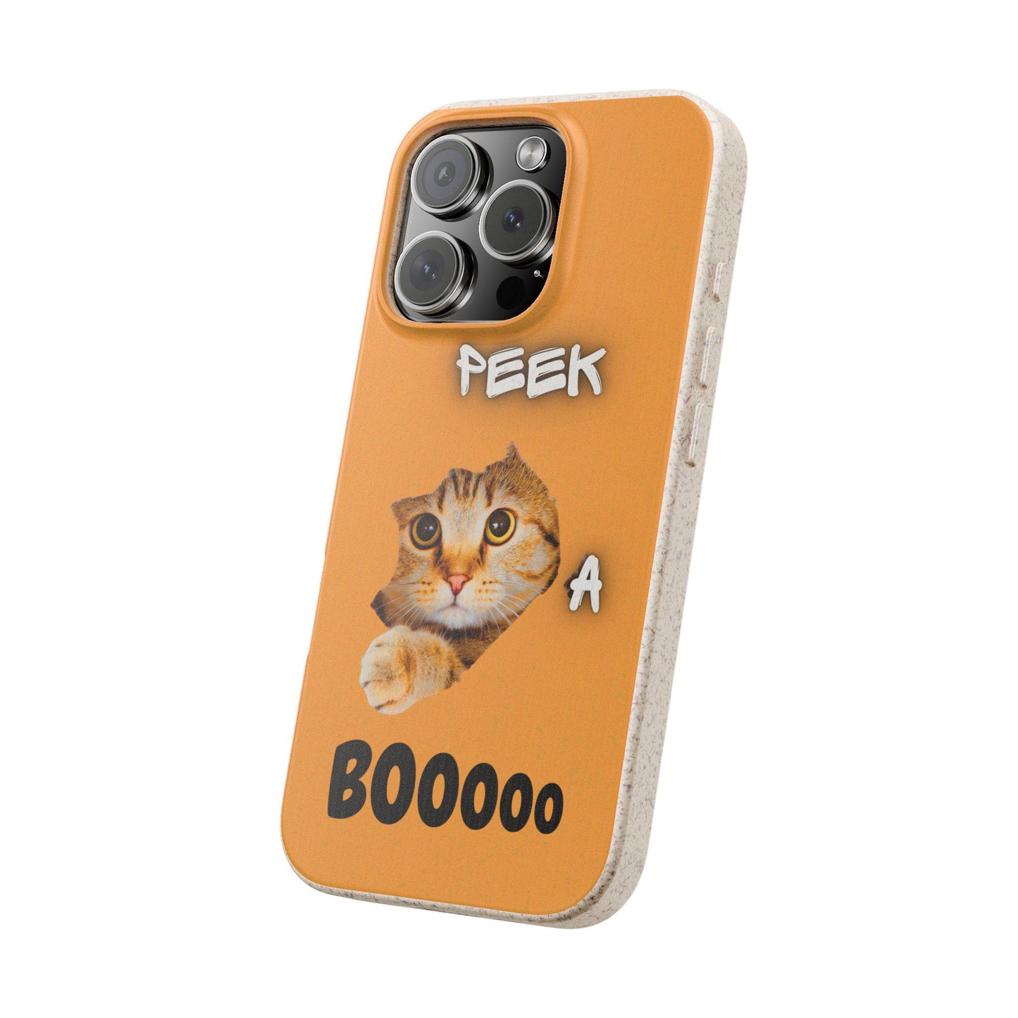 Whimsical Halloween Cat Phone Cover: Peek-a-Boo Orange Feline Design for Pet Lovers