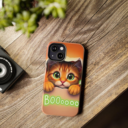 Luminous Halloween Cat Phone Case: Glowing Orange Tabby Design for iPhone & Samsung