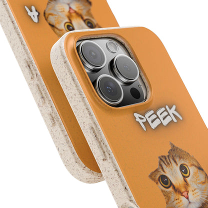 Whimsical Halloween Cat Phone Cover: Peek-a-Boo Orange Feline Design for Pet Lovers