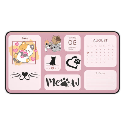 Kawaii Cat Desk Mat: Office Organizer Pad with To-Do List Planner for Pet Lovers