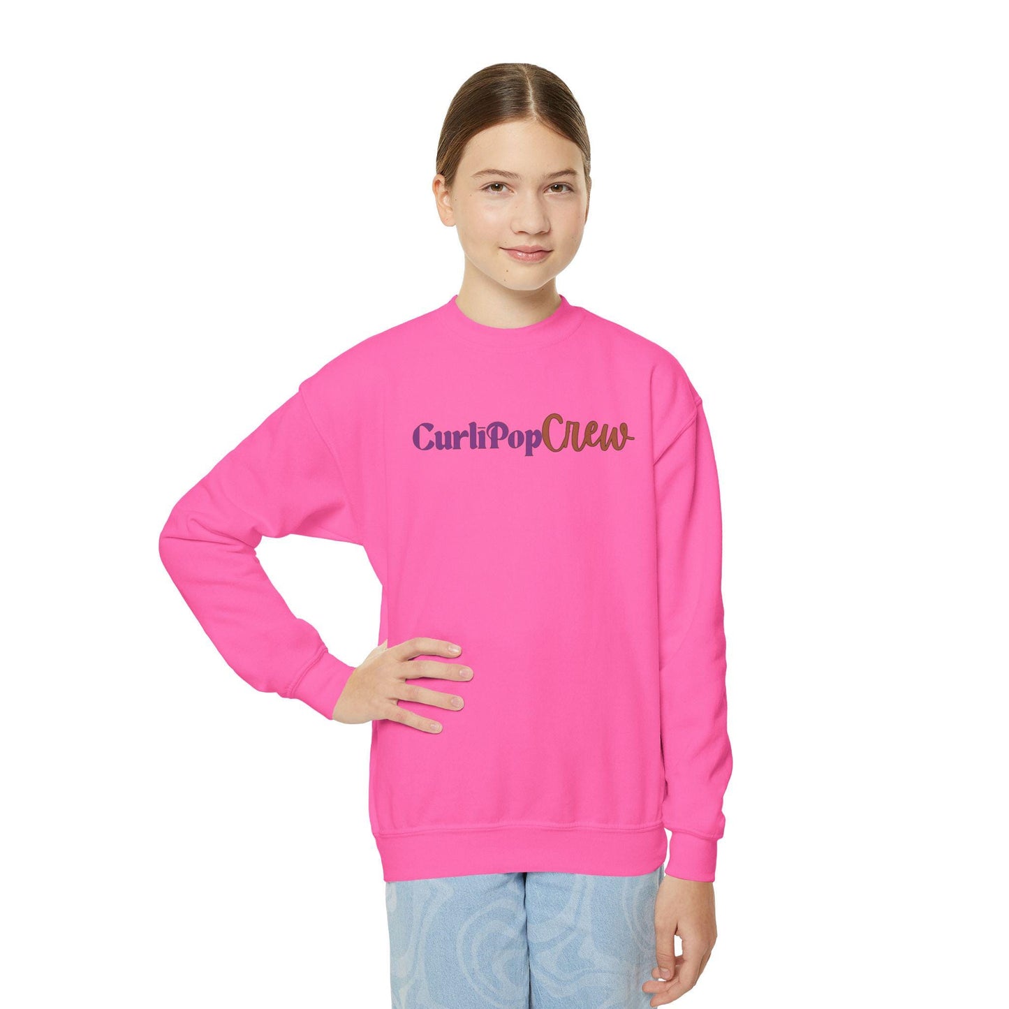 CurliPop Crew Kids Sweatshirt: Curly Hair Dolls, Nerdy Fashion