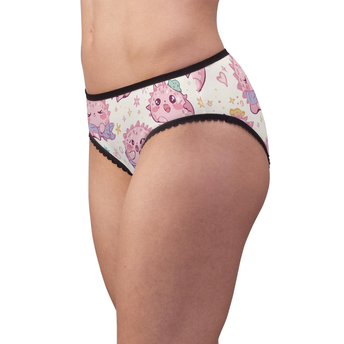 Kawaii Axolotl Panties - Cute Pink Women's Briefs, Pastel Lingerie, Fun Gift for Her, Animal Underwear, Novelty Thong, Comfortable Intimates