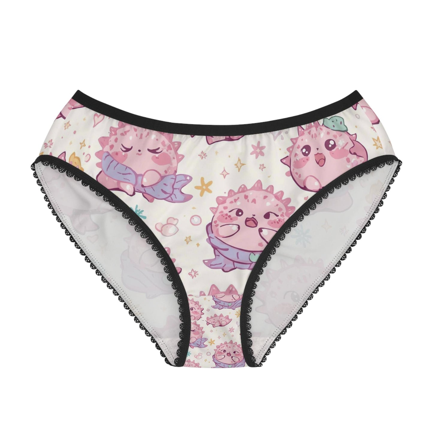Kawaii Axolotl Panties - Cute Pink Women's Briefs, Pastel Lingerie, Fun Gift for Her, Animal Underwear, Novelty Thong, Comfortable Intimates