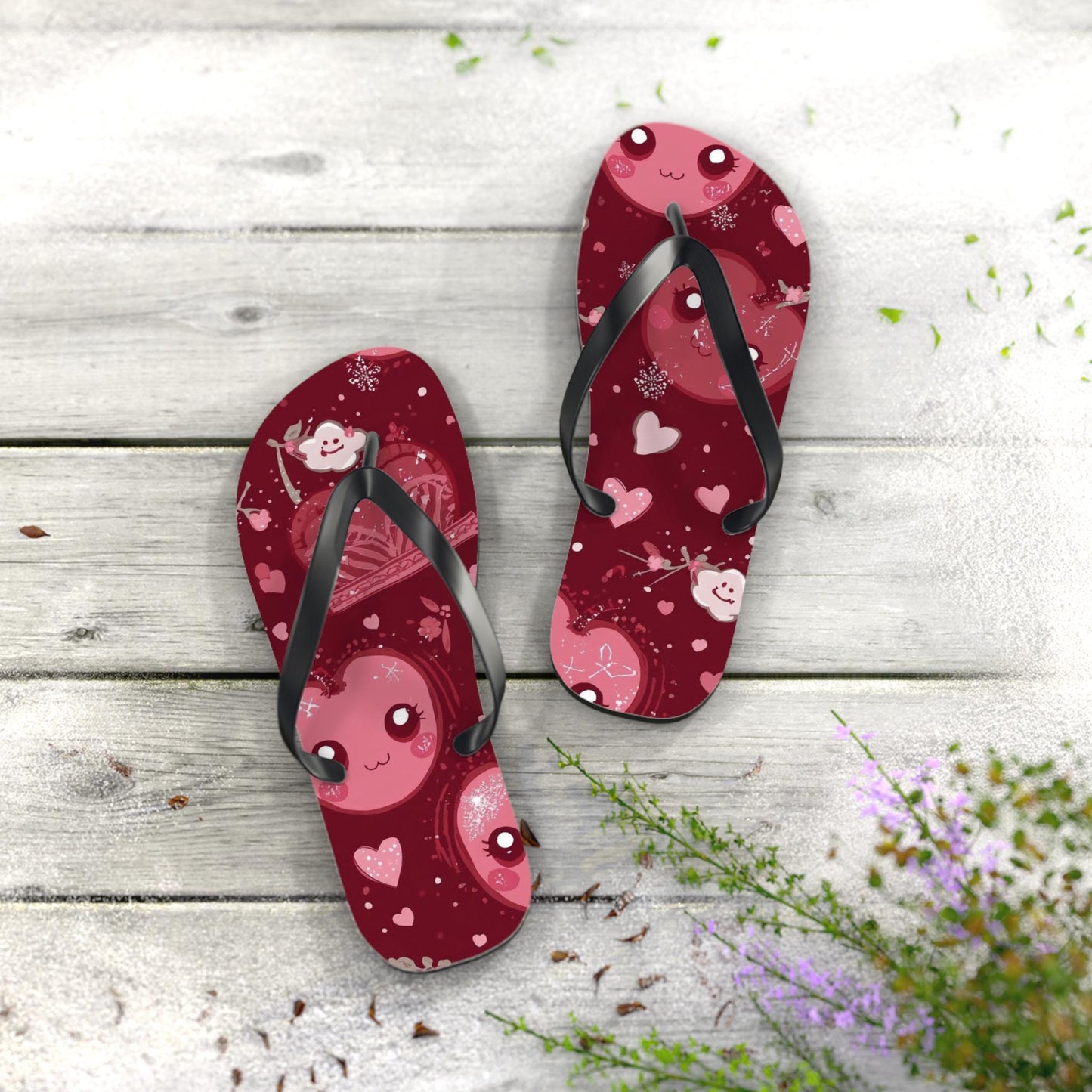 Kawaii Cherry Print Flip Flops: Y2K Harajuku Beach Sandals