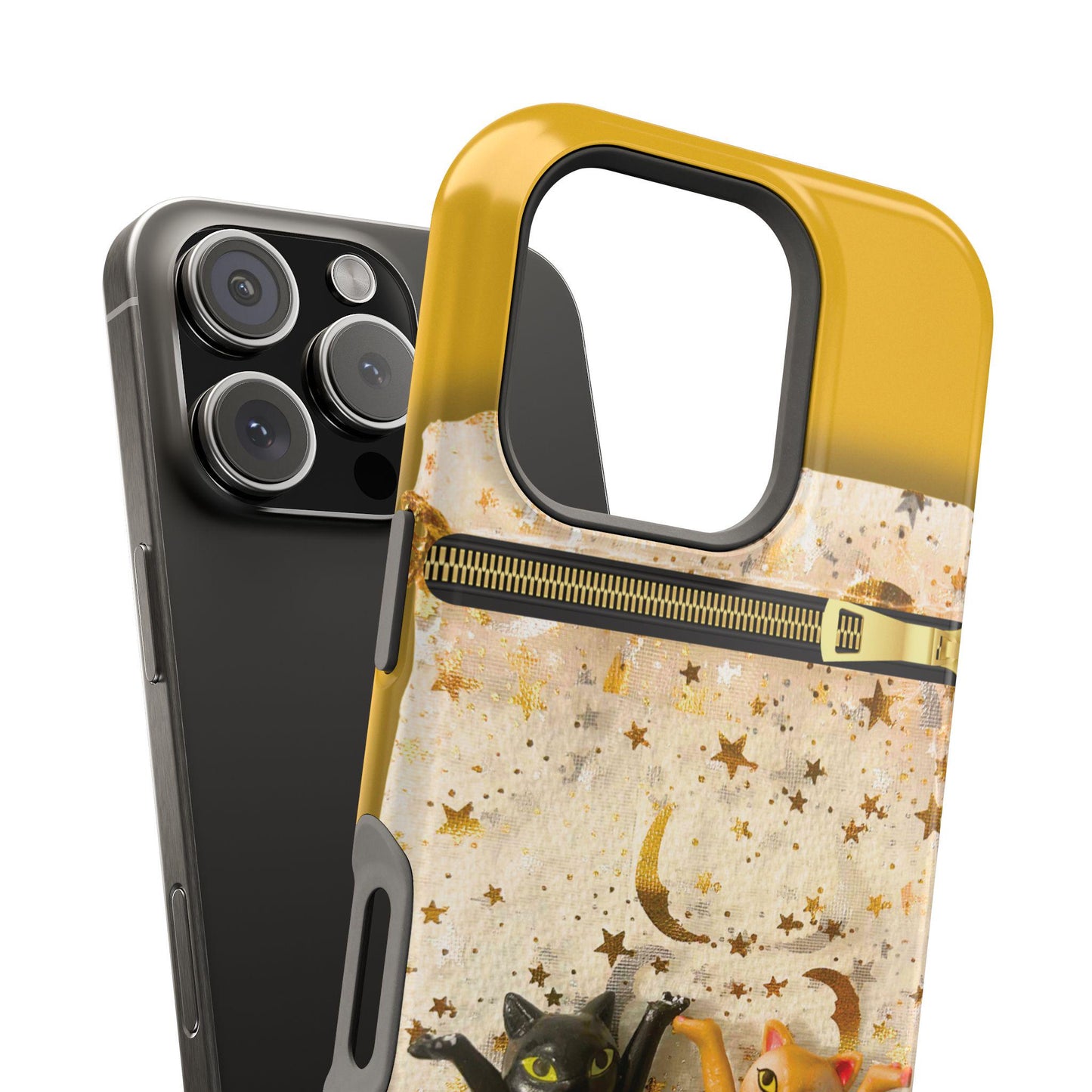 Black & Yellow Cat Phone Case: Fun Pet Lover Accessory