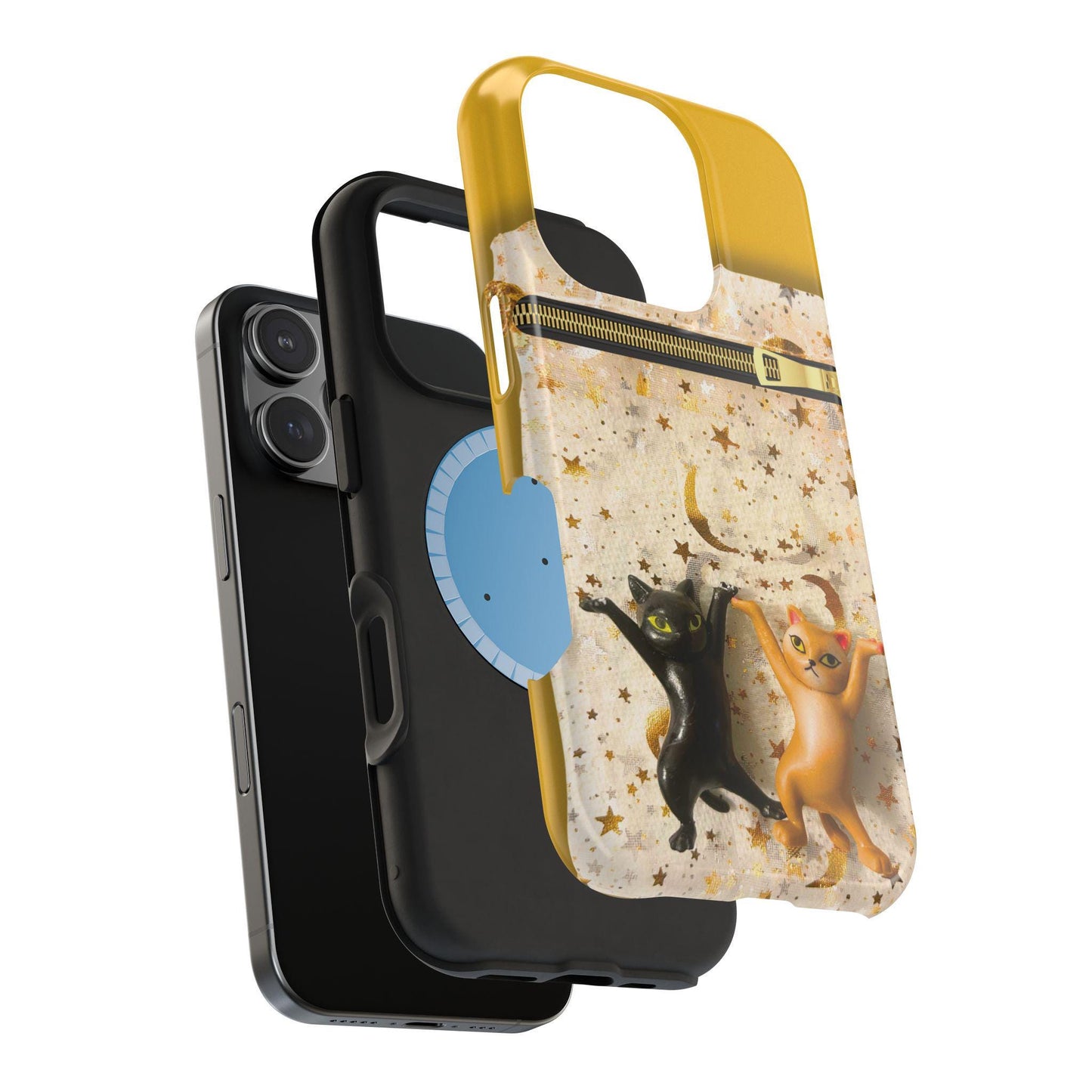 Black & Yellow Cat Phone Case: Fun Pet Lover Accessory