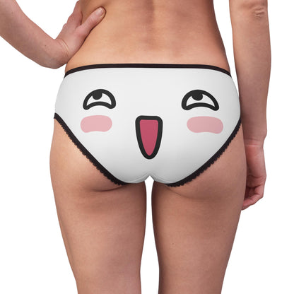 Kawaii Panties: Funny Face Print, Comfy Polyester Briefs