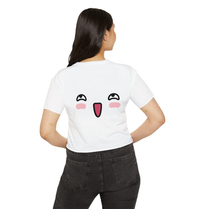 Kawaii Crop Top, Cute & Funny Festival Shirt, Happy Vibes Gift for Her, Flirty Tee, Casual Wear, Matching Kawaii Panties
