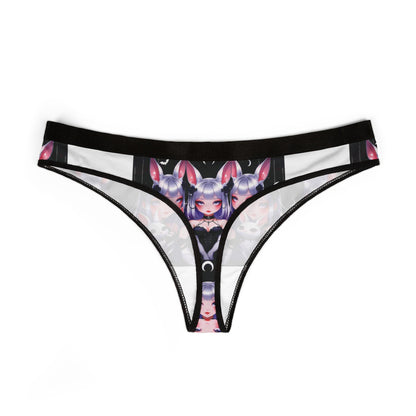 Gothic Kawaii Thong: Bunny Cat Girl, Roses, Hearts, Stars