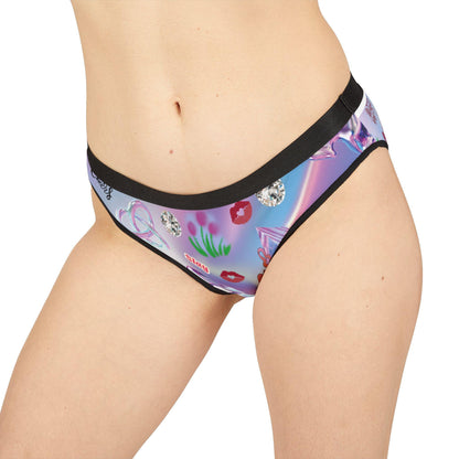 Womens Briefs Colorful Hearts Y2K Print, Pastel Graphic Lingerie, Cheers, Slay Cute Gift