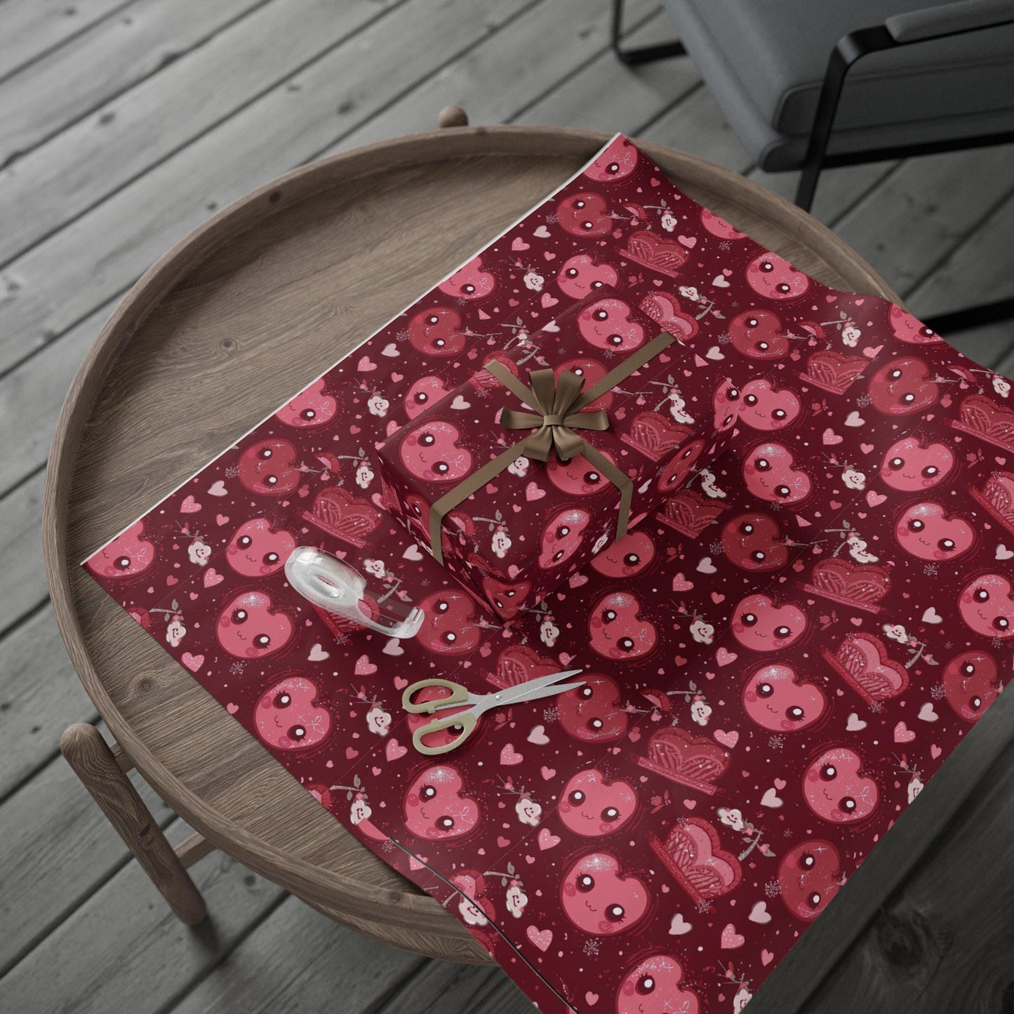 Cherry Red Kawaii Crown Gift Wrapping paper for Holidays or Any Occasion, Cute Present Packaging, Decorative Paper Roll, Birthday,