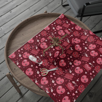 Cherry Red Kawaii Crown Gift Wrapping paper for Holidays or Any Occasion, Cute Present Packaging, Decorative Paper Roll, Birthday,