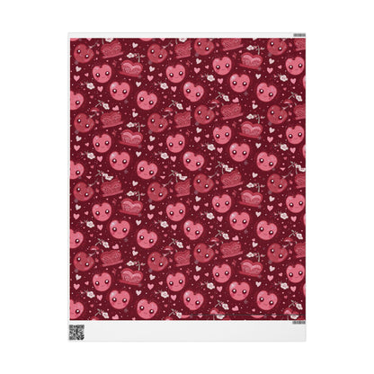 Cherry Red Kawaii Crown Gift Wrapping paper for Holidays or Any Occasion, Cute Present Packaging, Decorative Paper Roll, Birthday,