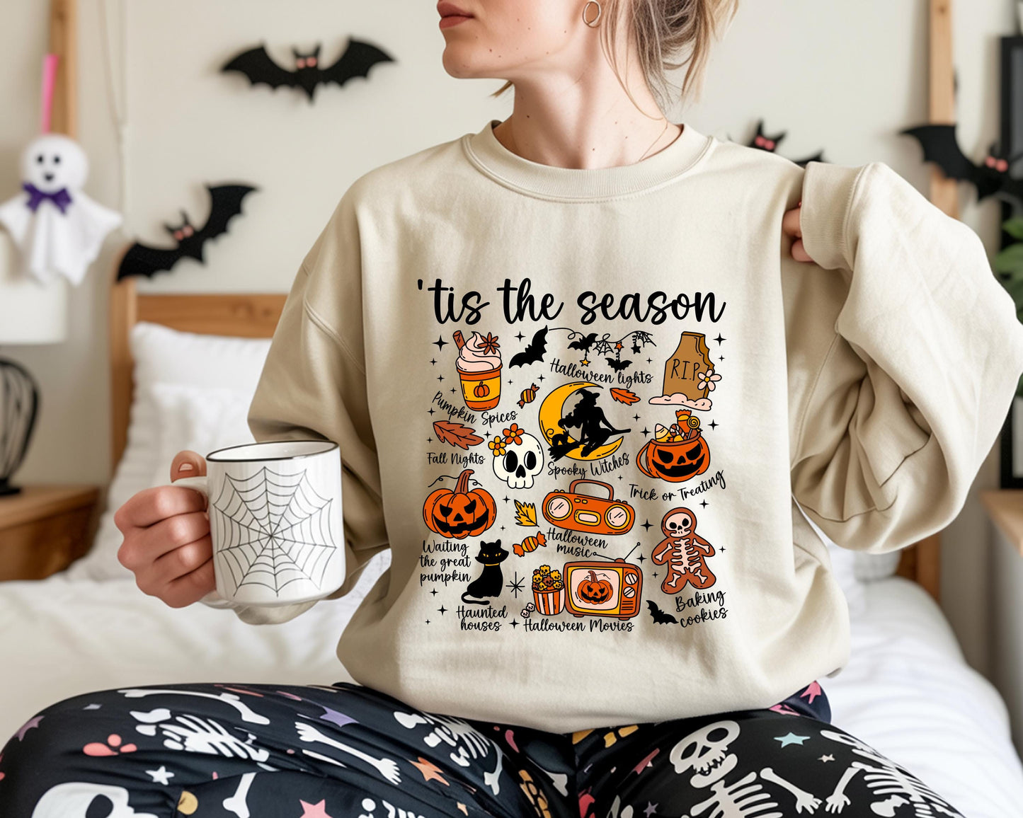 Tis The Season Halloween Sweatshirt, Fall Clothing, Earthly Colors, Fun Design, Spooky Shirt, Unisex Sweatshirt, Halloween Outfit, Crewneck