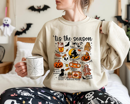 Tis The Season Halloween Sweatshirt, Fall Clothing, Earthly Colors, Fun Design, Spooky Shirt, Unisex Sweatshirt, Halloween Outfit, Crewneck