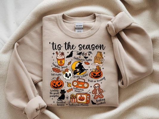 Tis The Season Halloween Sweatshirt, Fall Clothing, Earthly Colors, Fun Design, Spooky Shirt, Unisex Sweatshirt, Halloween Outfit, Crewneck