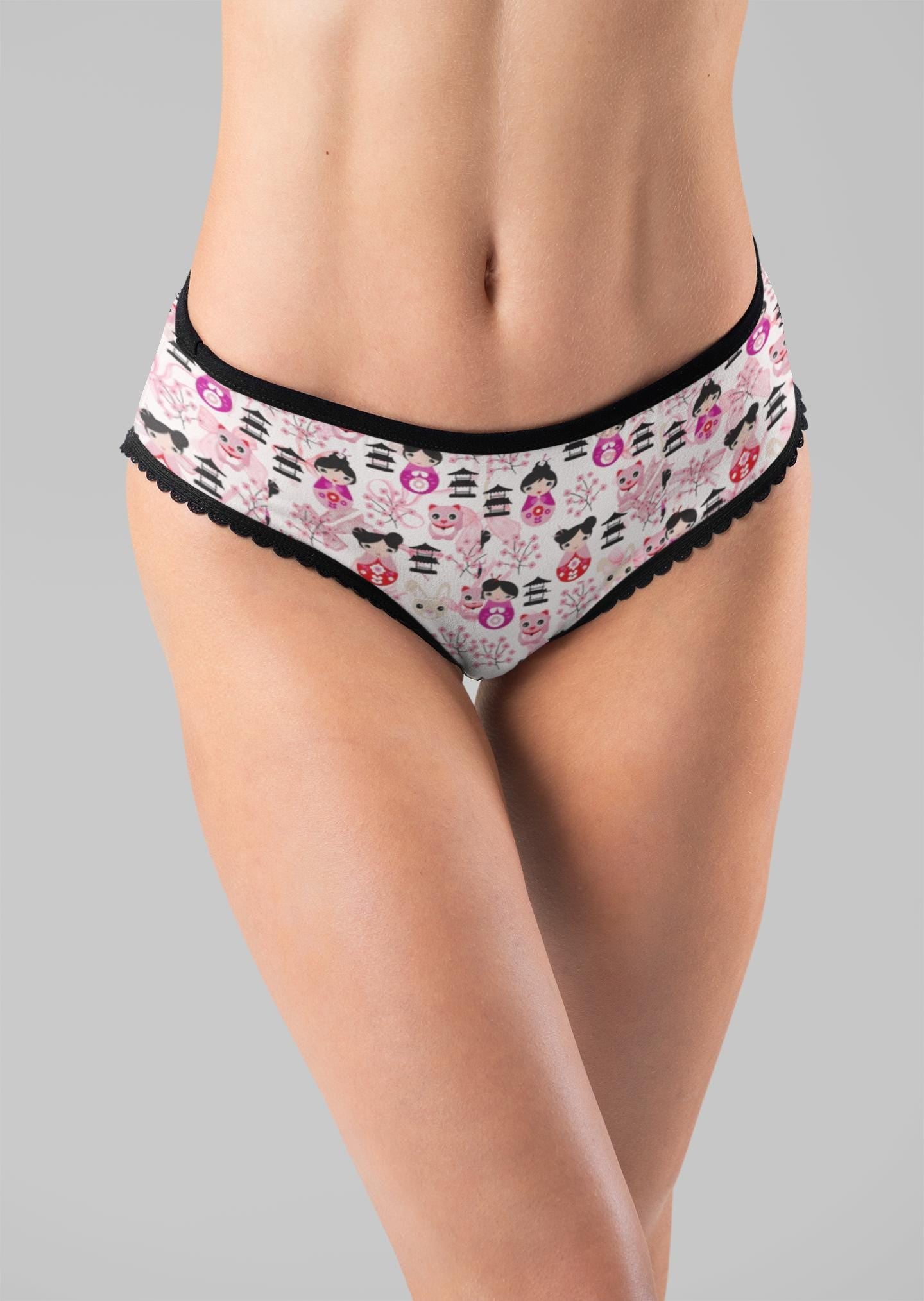Anime Kawaii Thong for Women Cherry Blossom Harajuku Panties, Cute Gift for Her