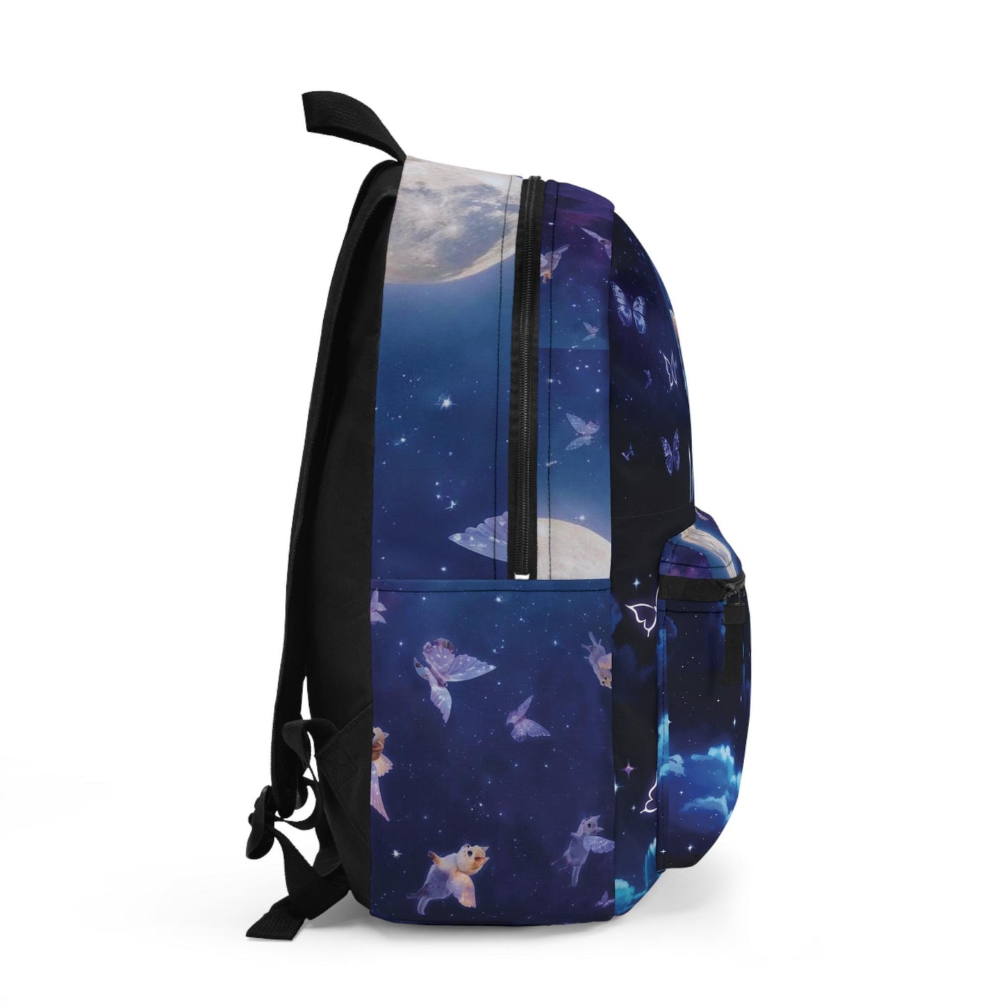 Flying Kittens Backpack: Whimsical Moon & Stars School Bag