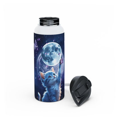 Personalized Cosmic Cat Water Bottle: Insulated Stainless Steel Kids Bottle