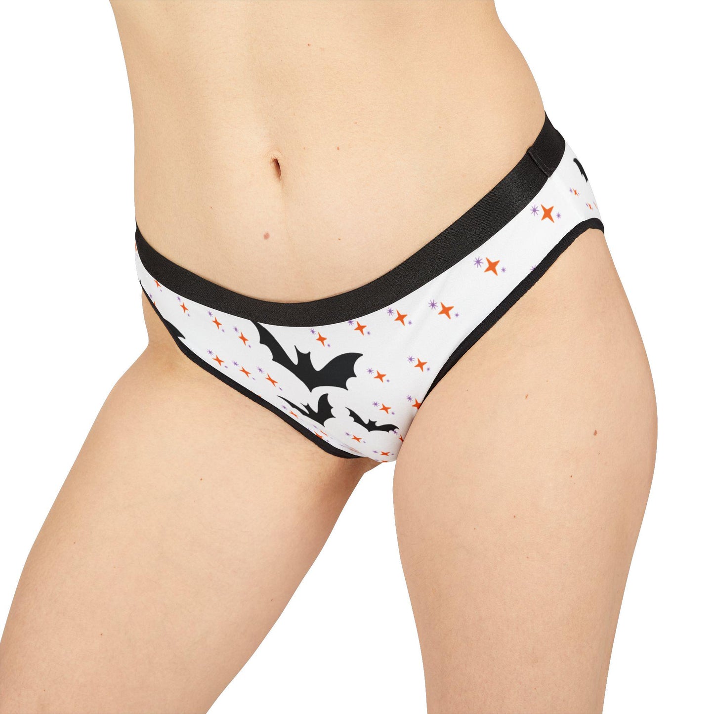 Bite Me Halloween Panties, Spooky Vampire Lips Underwear, Cute Goth black and white briefs, Gift for Women