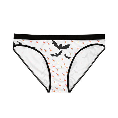 Bite Me Halloween Panties, Spooky Vampire Lips Underwear, Cute Goth black and white briefs, Gift for Women