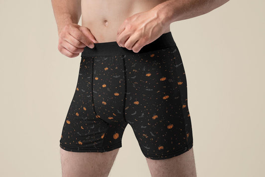 Subtle Halloween Boxer AOP Briefs, Fall Print Mens Underwear, Seasonal Gift
