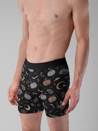 Subtle Halloween Boxer Briefs, Fall Print Mens Underwear, Seasonal Gift for Him