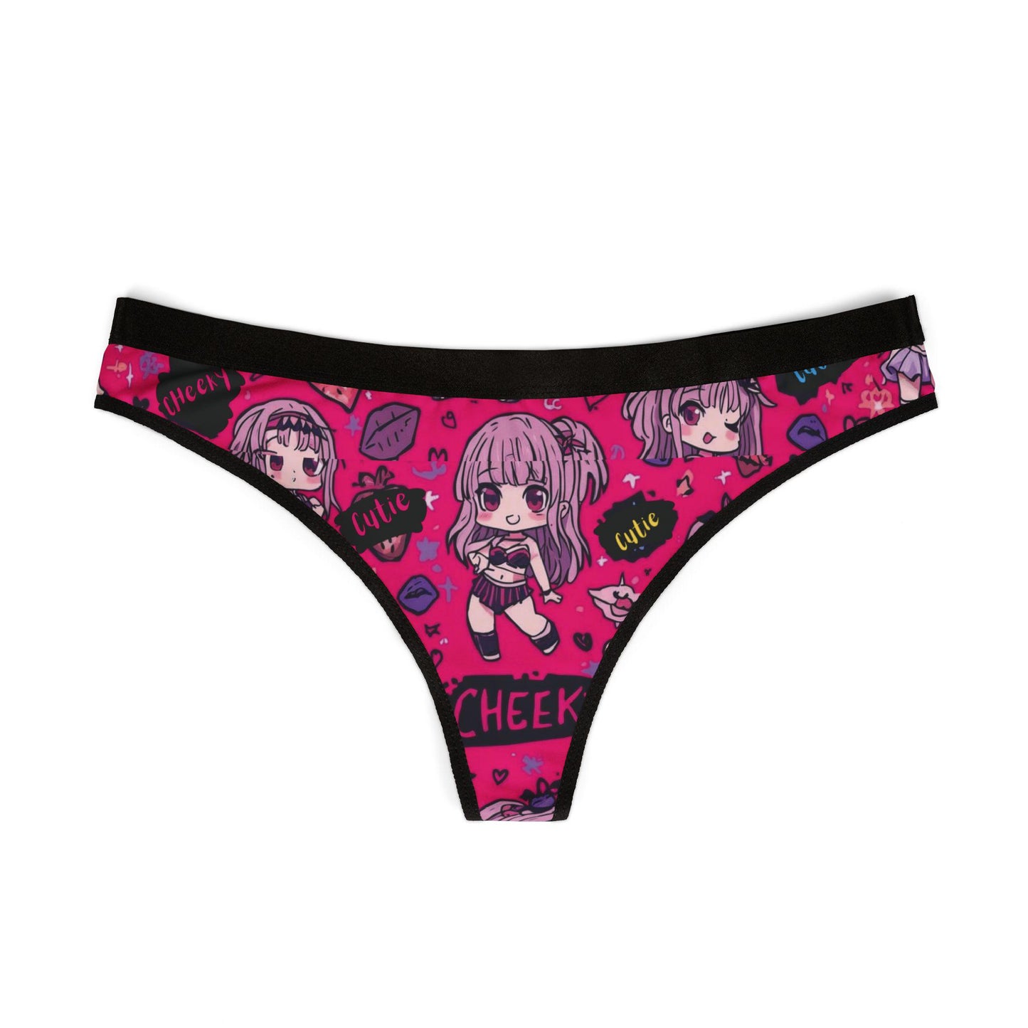 Cheeky Vibez Kawaii Thong, Cute Hot Pink Cheeky Panties, Trendy Underwear Gift for Her, Fun Boudoir Lingerie, Hot Vibez Panty