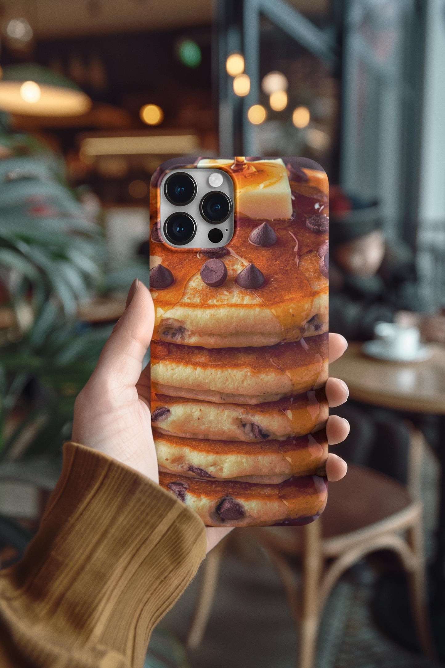Chocolate Chip Pancake iPhone Case: Foodie Phone Cover for iPhone 16-14