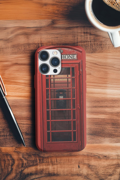 Red Phone Booth Magnetic Phone Case: MagSafe Compatible, Dual Layer Protection