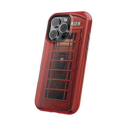 Red Phone Booth Magnetic Phone Case: MagSafe Compatible, Dual Layer Protection