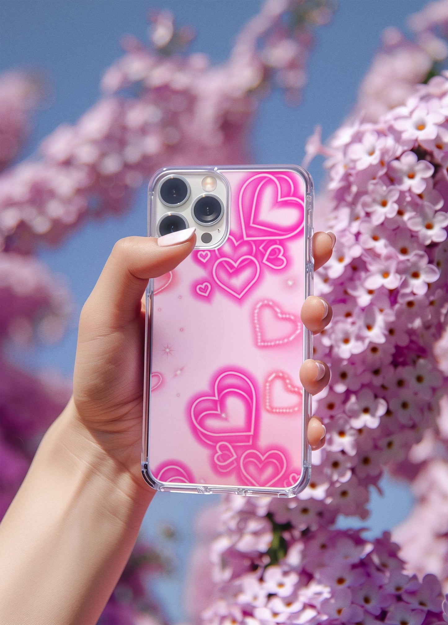 Pink and White Y2K Hearts iPhone Case (PRINT) for iPhone 16, 15, 14, 13, 12, 11, 8, 7, XR, XS, X Pro Max Plus Mini | Alt