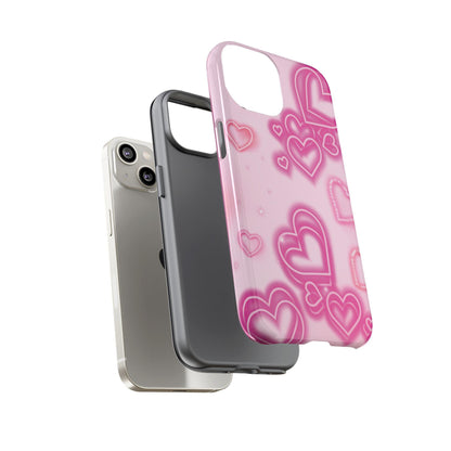 Pink and White Y2K Hearts iPhone Case (PRINT) for iPhone 16, 15, 14, 13, 12, 11, 8, 7, XR, XS, X Pro Max Plus Mini | Alt