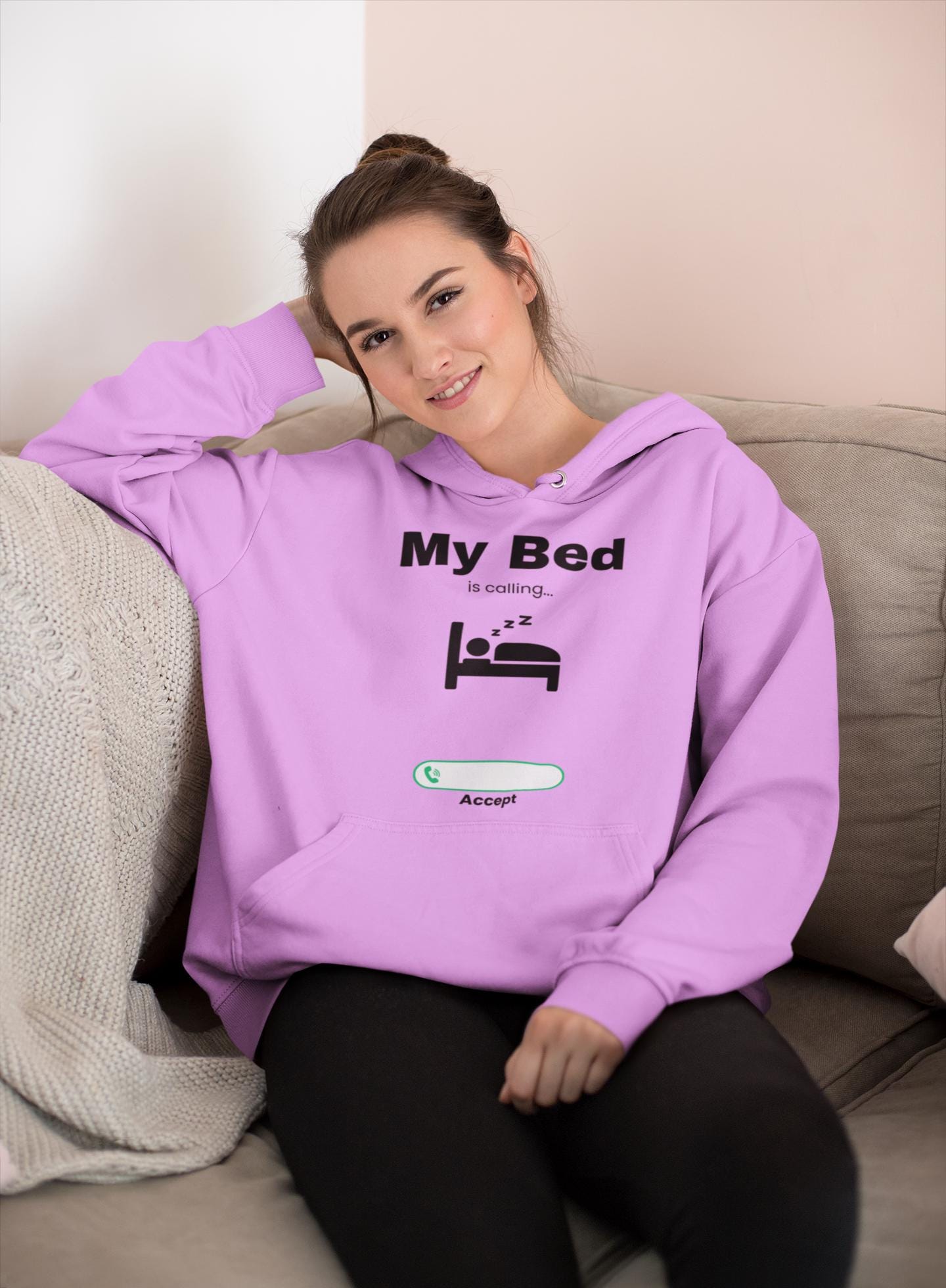 My Bed is Calling Hoodie: Funny Sleep Lover Pullover - Fall Colors