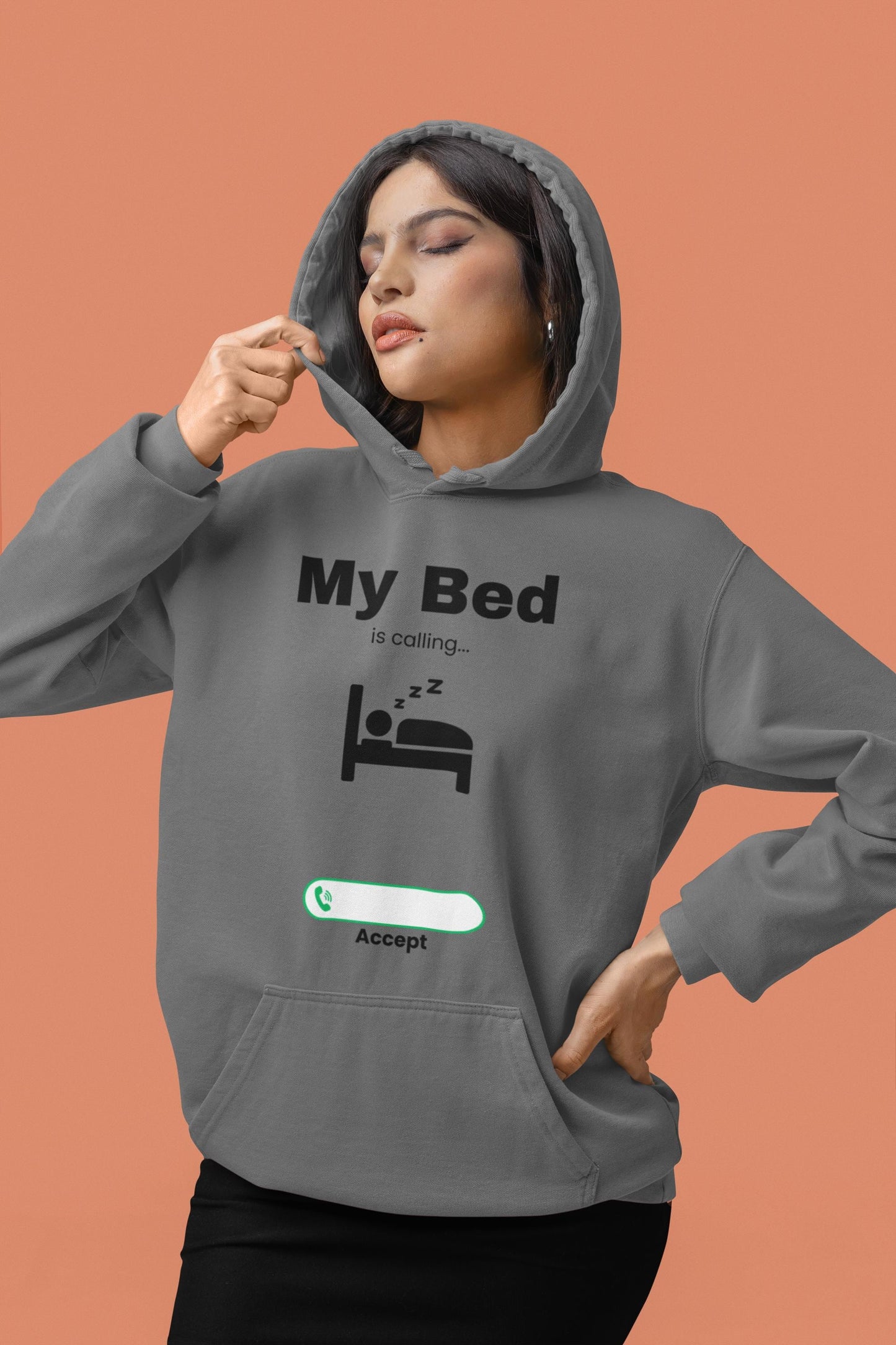 My Bed is Calling Hoodie: Funny Sleep Lover Pullover - Fall Colors