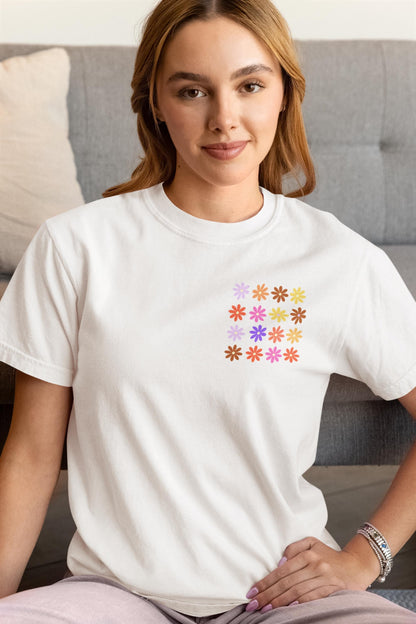 Retro Flower Graphic Tee: Good Things Take Time Quote Shirt, Cozy Unisex Comfort Colors