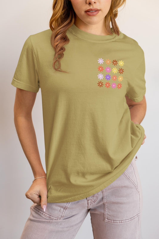 Retro Flower Graphic Tee: Good Things Take Time Quote Shirt, Cozy Unisex Comfort Colors