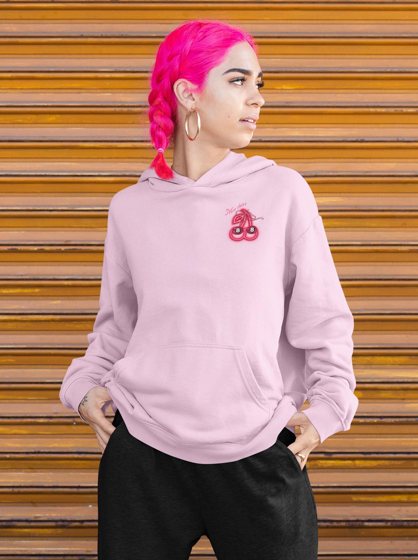 Vibrant Cherry Bomb Graphic Hoodie | Unisex Pink Streetwear Sweatshirt for Trendy Casual Style