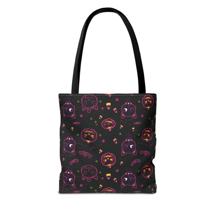 Kawaii Spooky Cat Halloween Tote Bag: Witchy Vibes