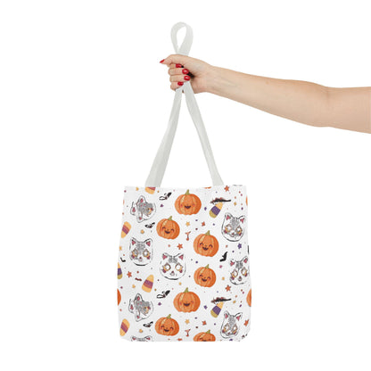Halloween Cat & Pumpkin Tote Bag: Kawaii Fall Trick-or-Treat