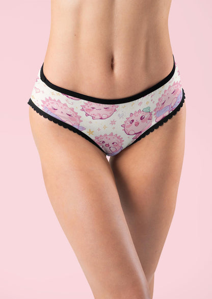 Kawaii Axolotl Panties - Cute Pink Women's Briefs, Pastel Lingerie, Fun Gift for Her, Animal Underwear, Novelty Thong, Comfortable Intimates