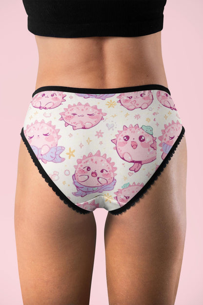 Kawaii Axolotl Panties - Cute Pink Women's Briefs, Pastel Lingerie, Fun Gift for Her, Animal Underwear, Novelty Thong, Comfortable Intimates