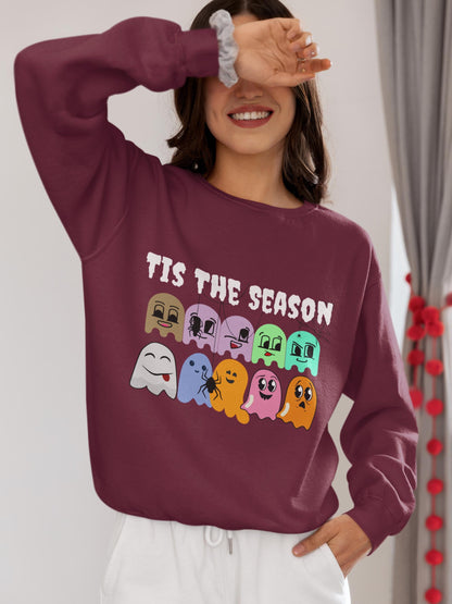 Spooky Season Ghost Sweatshirt: Halloween Fall Fashion Crewneck