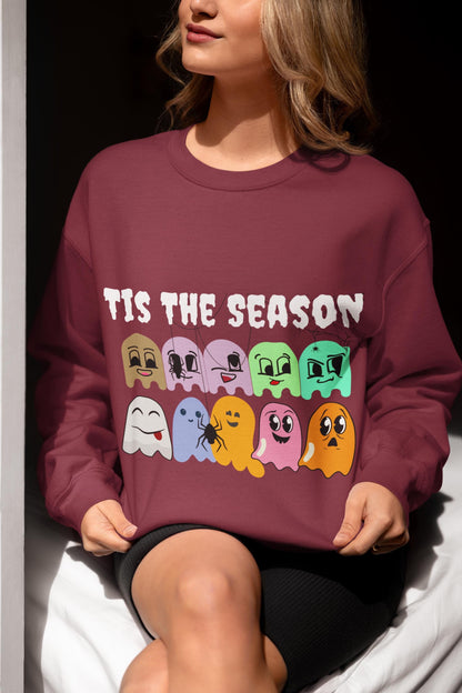 Spooky Season Ghost Sweatshirt: Halloween Fall Fashion Crewneck