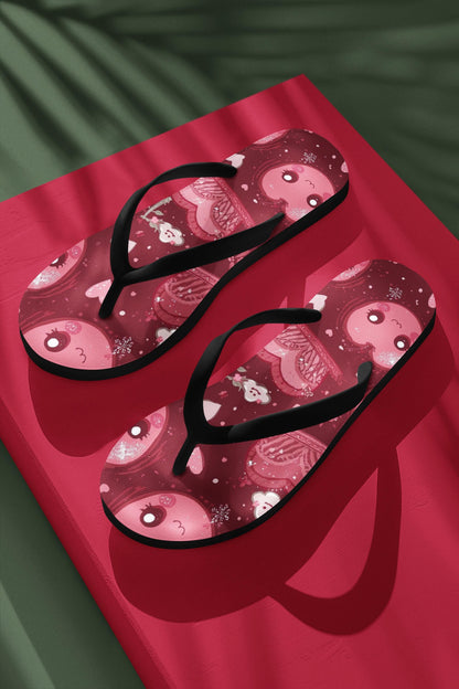 Kawaii Cherry Print Flip Flops: Y2K Harajuku Beach Sandals