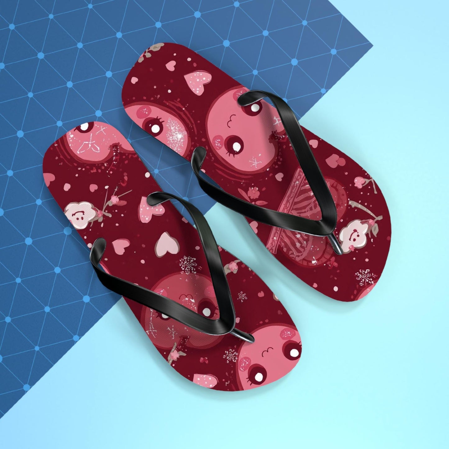 Kawaii Cherry Print Flip Flops: Y2K Harajuku Beach Sandals